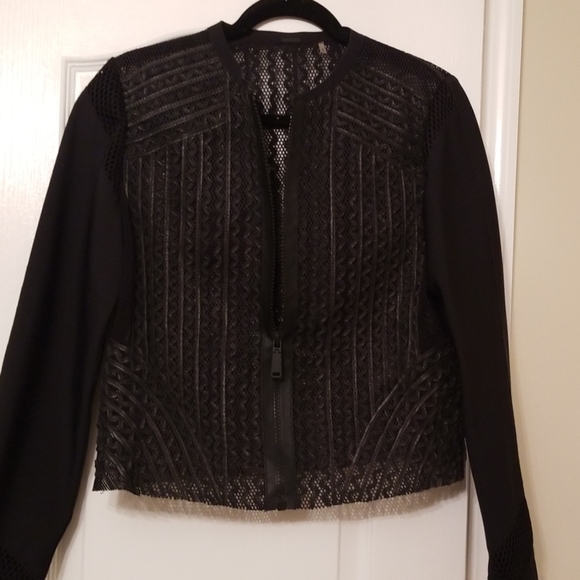 Elie Tahari Leather Ribbon Jacket - Picture 1 of 8